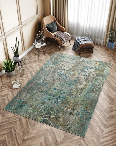 Ковер турецкий V923A CORSICA (Фризе, синий, серый)