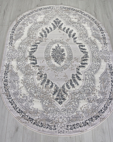 Ковер российский F290 PALERMO (PP Heatset Высокоплотный, серый) овальный