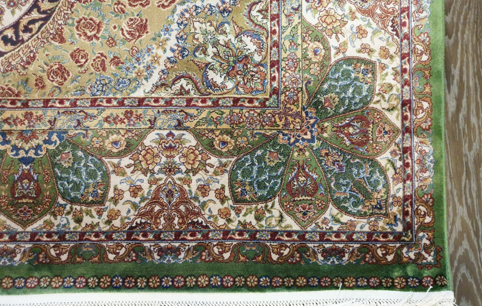 Турецкий ковёр шелковый QUM 2041- 9054E YESIL/BEJ