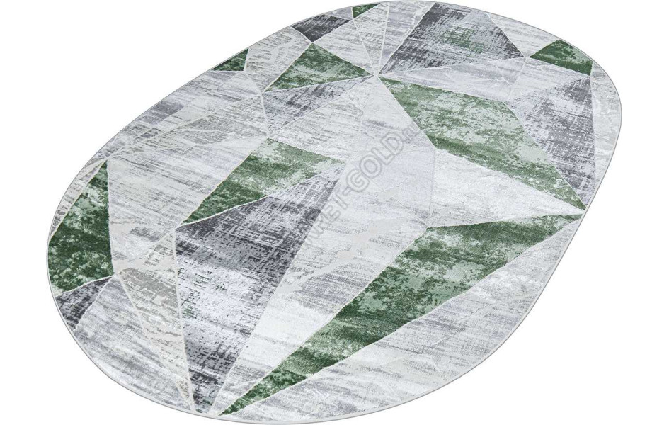 Геометрический абстрактный ковер 37515A OVAL GREEN FLS / L.GREY Kleopatra
